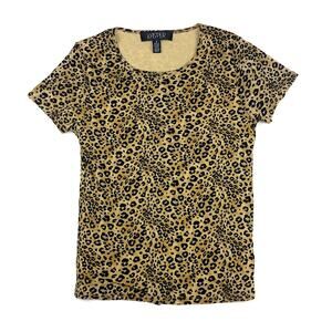 Kasper Leopard Cheetah Short Sleeve Knit Top
